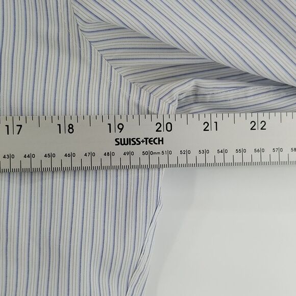 🎁5/$25 G2000 Shirt Men's 15 1/2 33 1/2 Long Sleeve Button Up Blue White Strips - Picture 11 of 12
